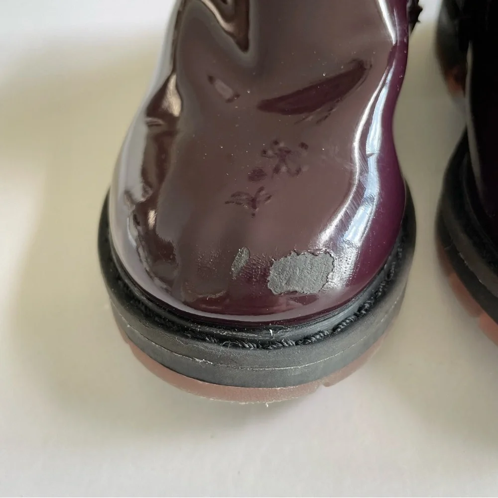 Zara Plum Patent Leather Chelsea Boots